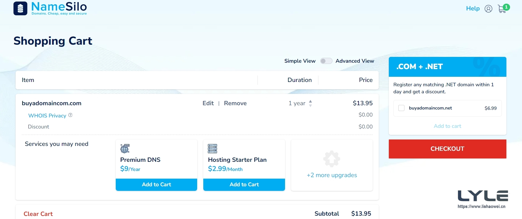 NameSilo域名注册-支付