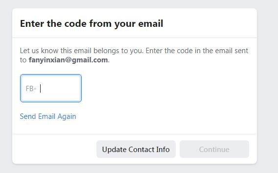 Facebook注册步骤-输入验证曲码